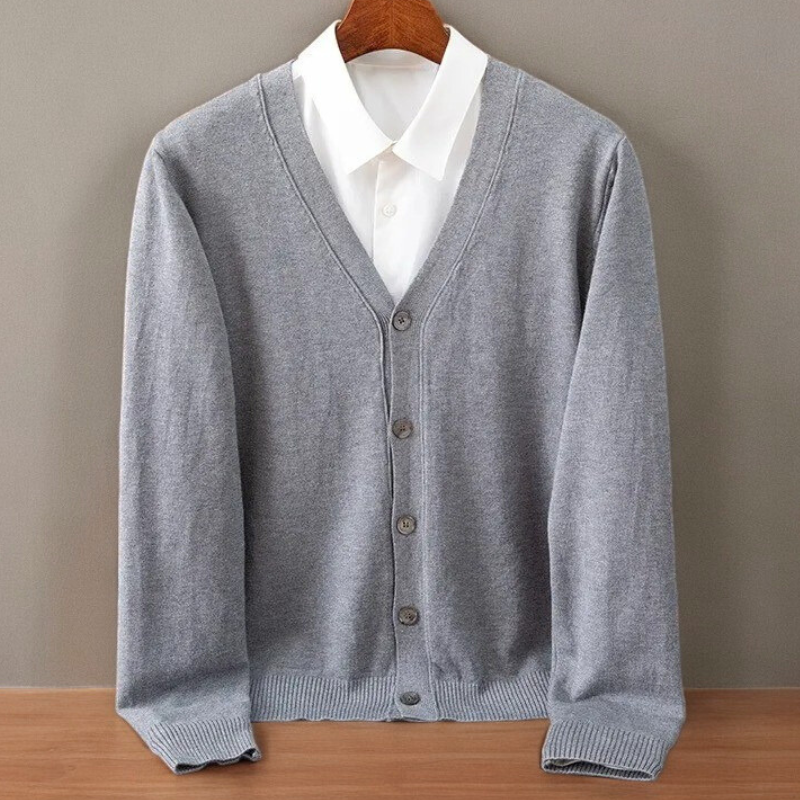 Kacob | Men's Button Front V-Neck Knitted Cardigan