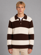 Kacob | Men's Button Neck Striped Polo Jumper