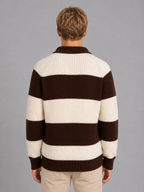 Kacob | Men's Button Neck Striped Polo Jumper