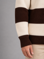 Kacob | Men's Button Neck Striped Polo Jumper