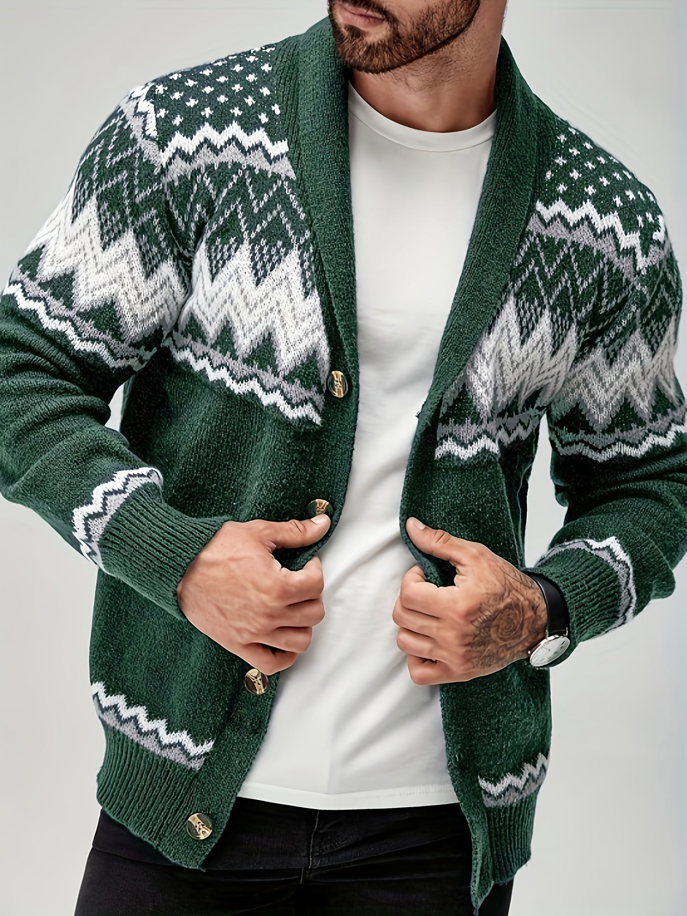 Kacob | Men's Button-Up Tailored Winter Cardigan