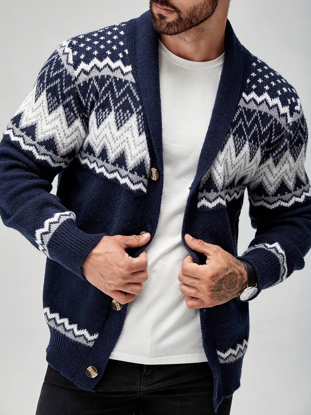 Kacob | Men's Button-Up Tailored Winter Cardigan