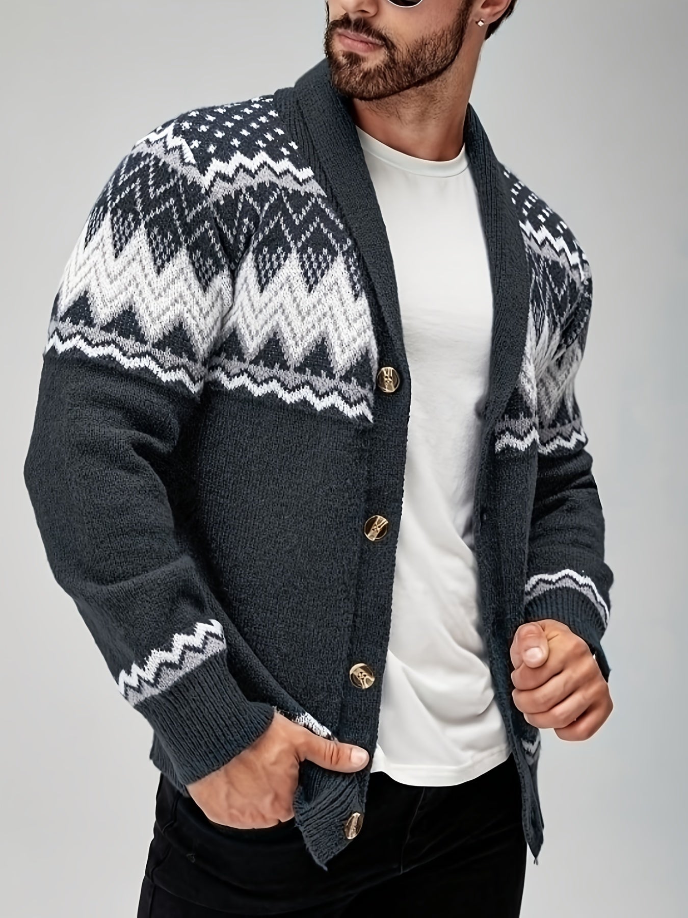 Kacob | Men's Button-Up Tailored Winter Cardigan