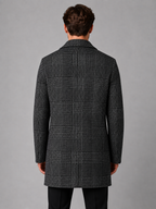 Kacob | Men's Checked Single-Breasted Longline Overcoat