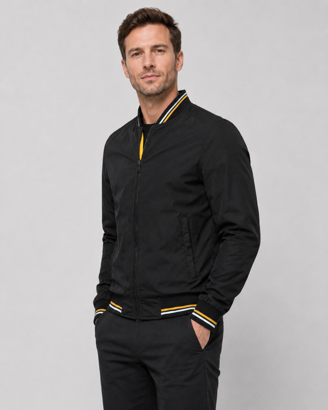 Kacob | Men's Classic Ribbed Trim Bomber Jacket