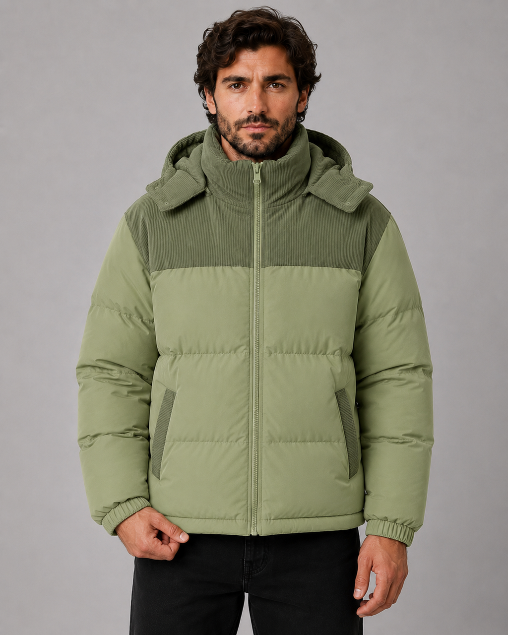 Kacob | Men's Colour Block Hooded Puffer Jacket