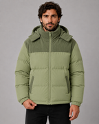 Kacob | Men's Colour Block Hooded Puffer Jacket
