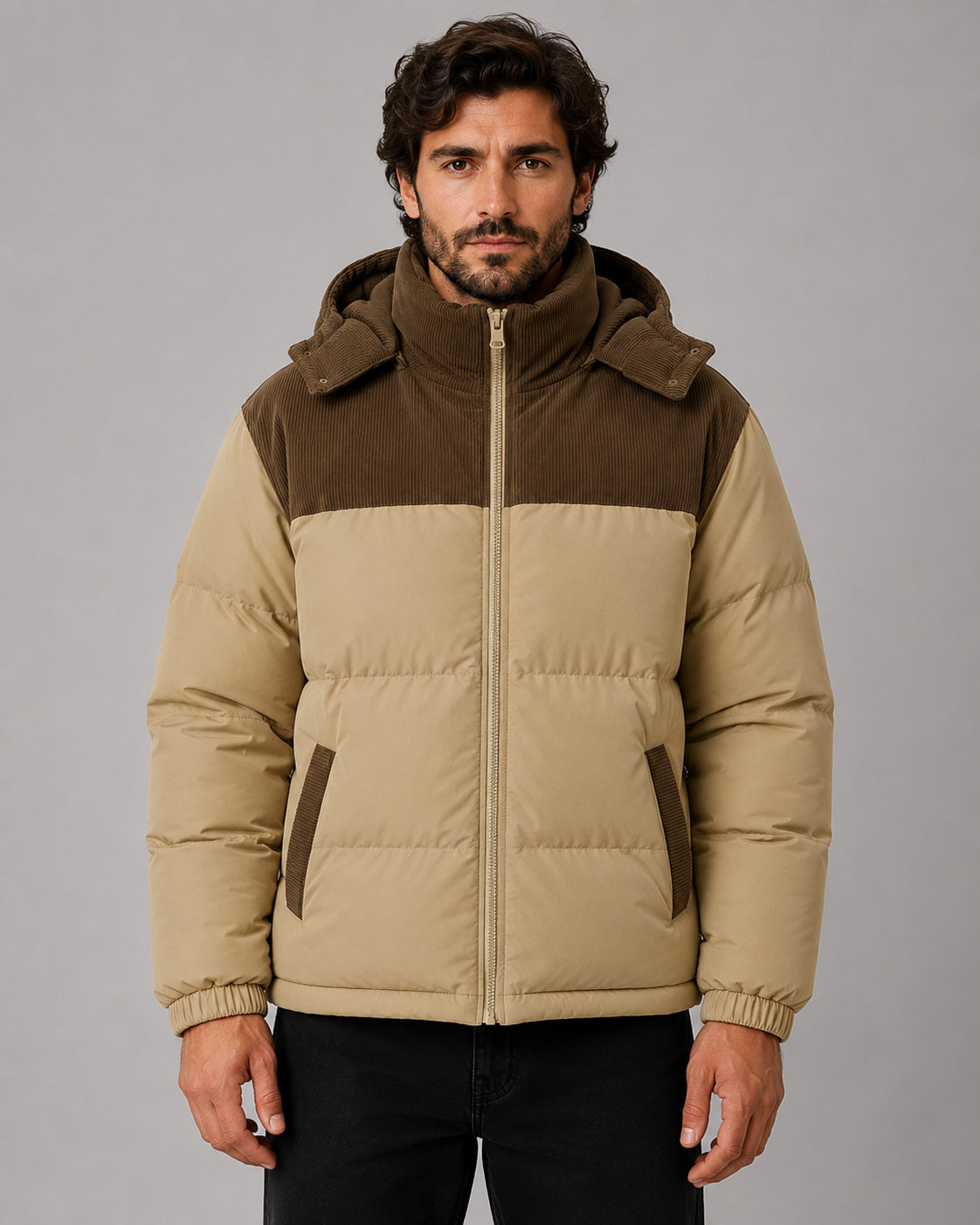 Kacob | Men's Colour Block Hooded Puffer Jacket