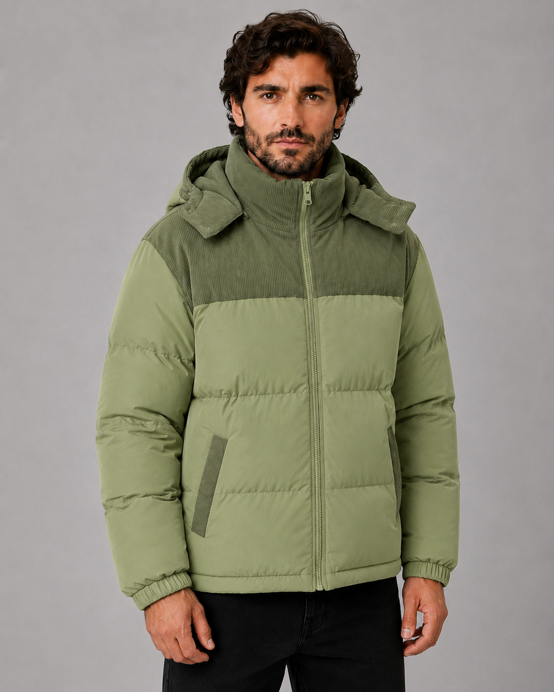 Kacob | Men's Colour Block Hooded Puffer Jacket