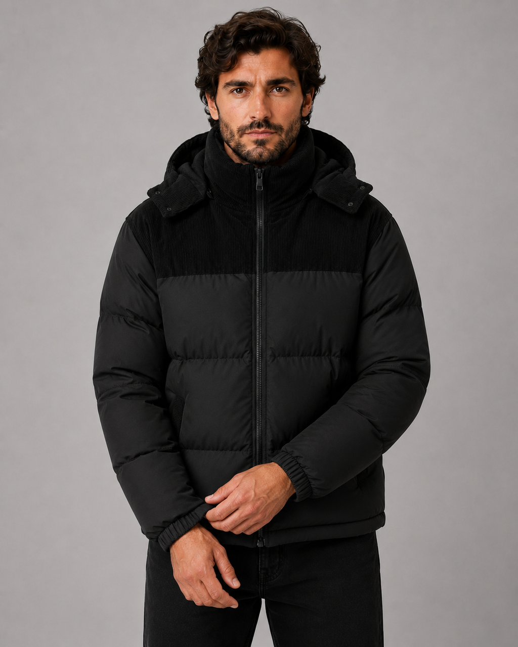 Kacob | Men's Colour Block Hooded Puffer Jacket