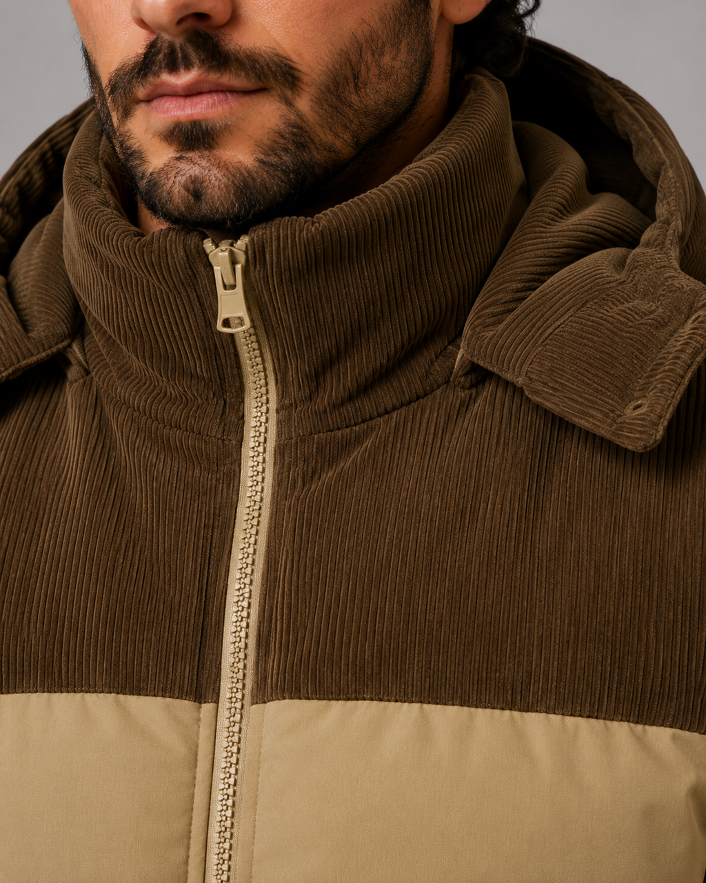Kacob | Men's Colour Block Hooded Puffer Jacket