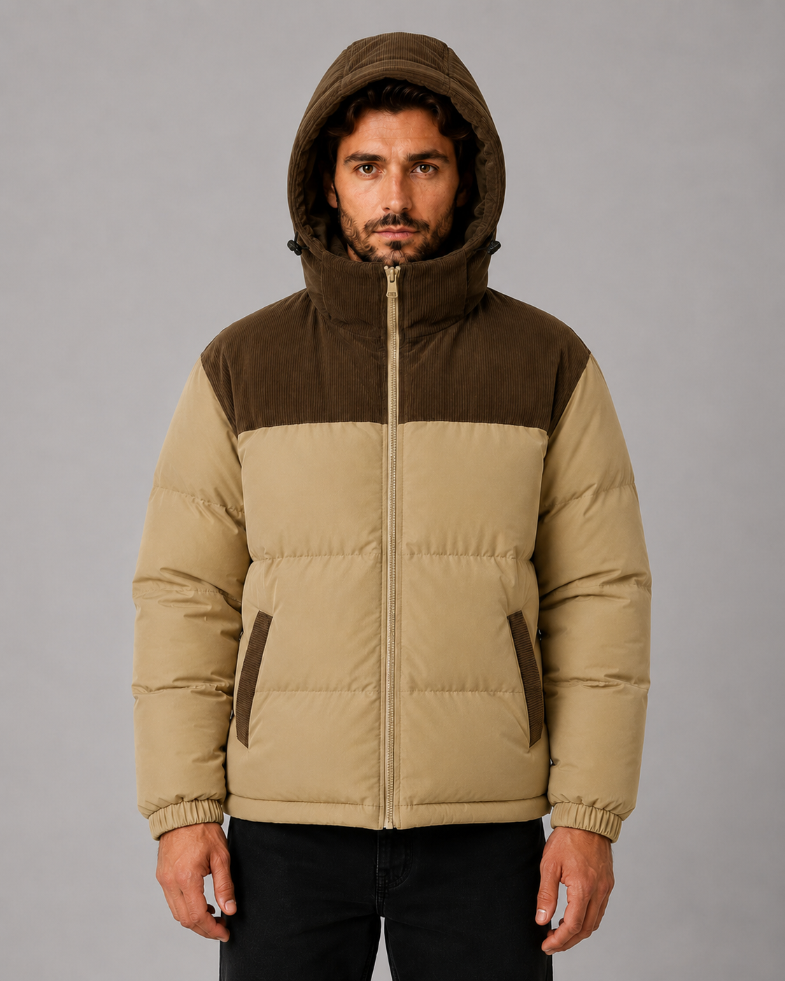 Kacob | Men's Colour Block Hooded Puffer Jacket