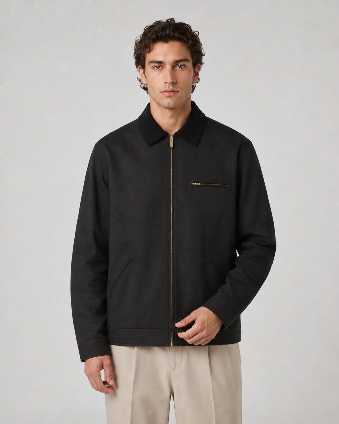 Kacob | Men's Contrast Collar Barn Jacket