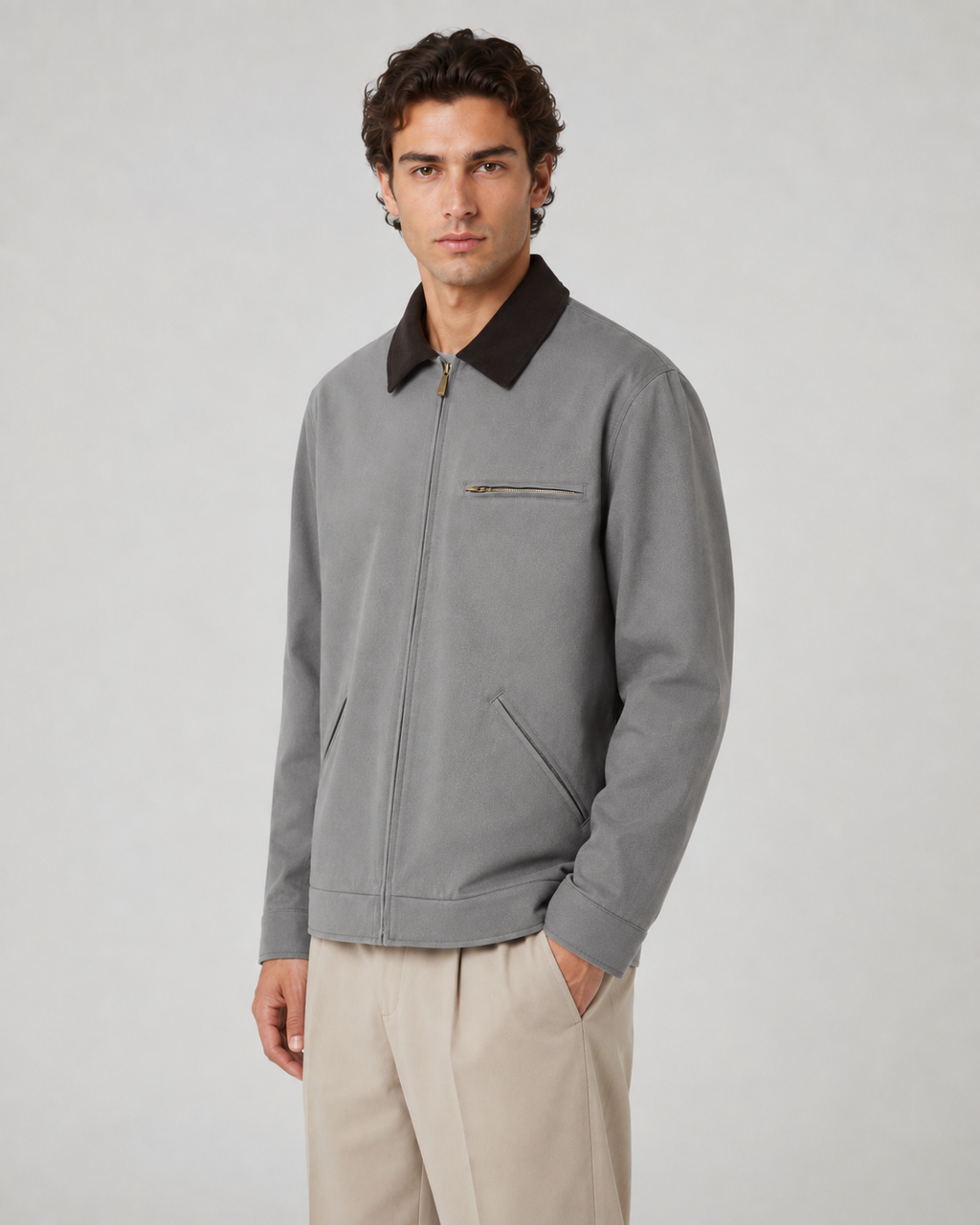 Kacob | Men's Contrast Collar Barn Jacket