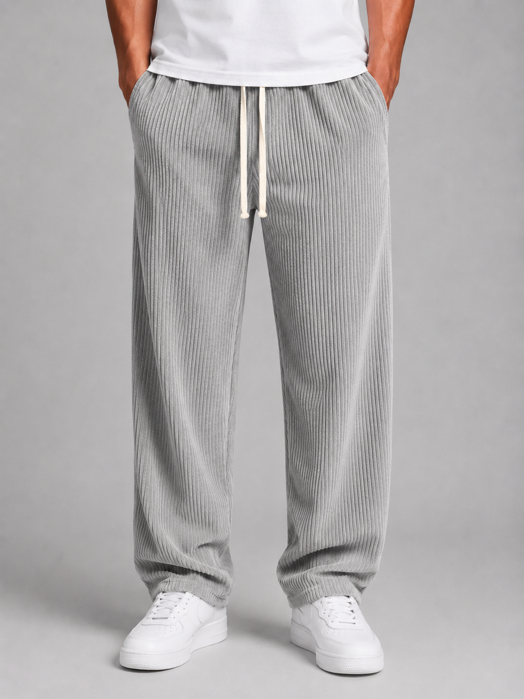 Kacob | Men's Corduroy Drawstring Wide Leg Trousers
