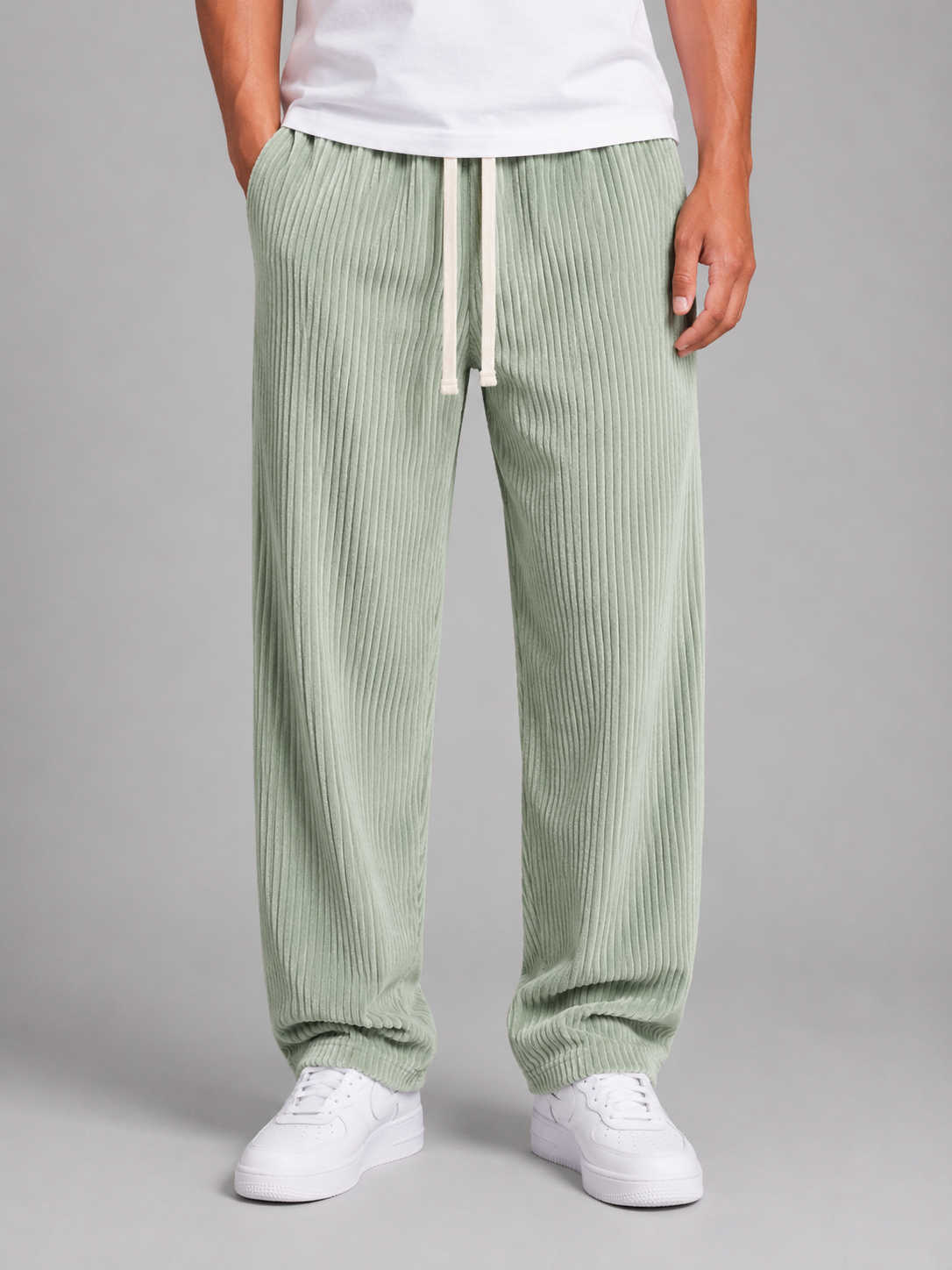Kacob | Men's Corduroy Drawstring Wide Leg Trousers