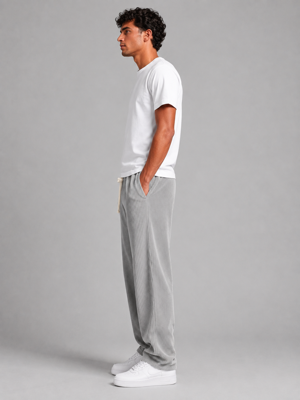 Kacob | Men's Corduroy Drawstring Wide Leg Trousers