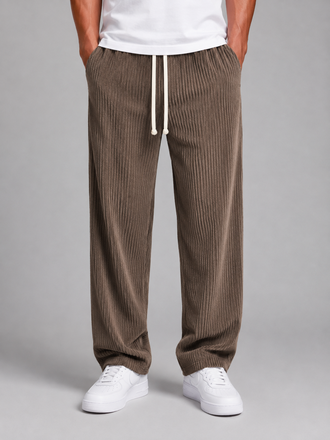 Kacob | Men's Corduroy Drawstring Wide Leg Trousers