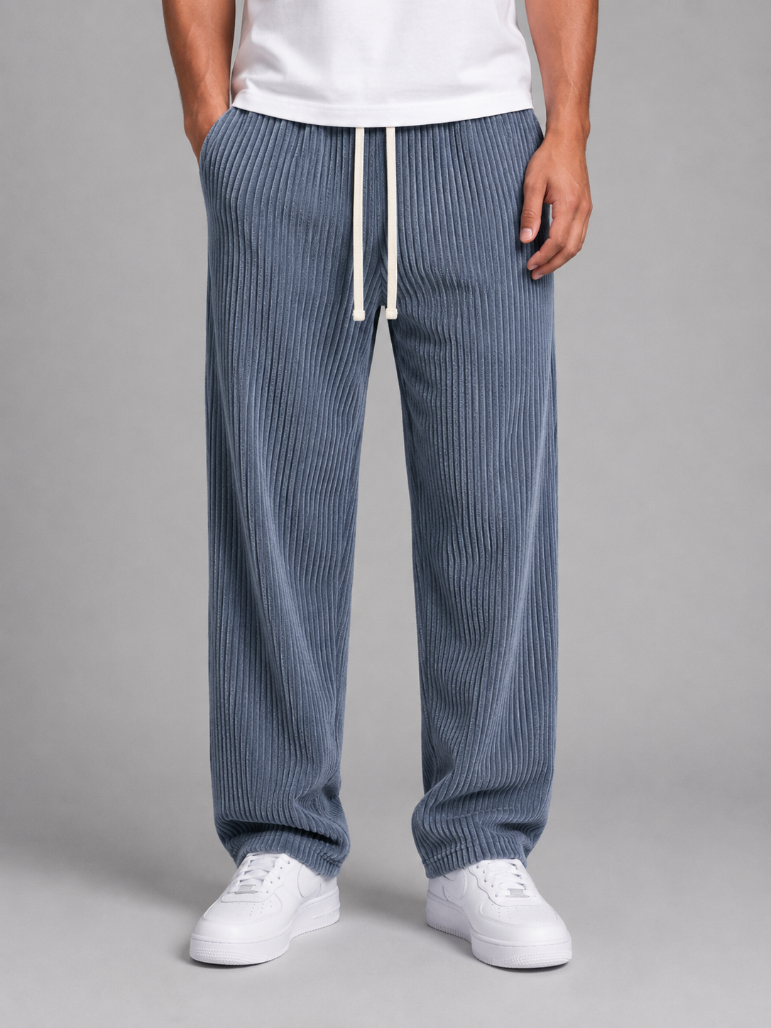 Kacob | Men's Corduroy Drawstring Wide Leg Trousers