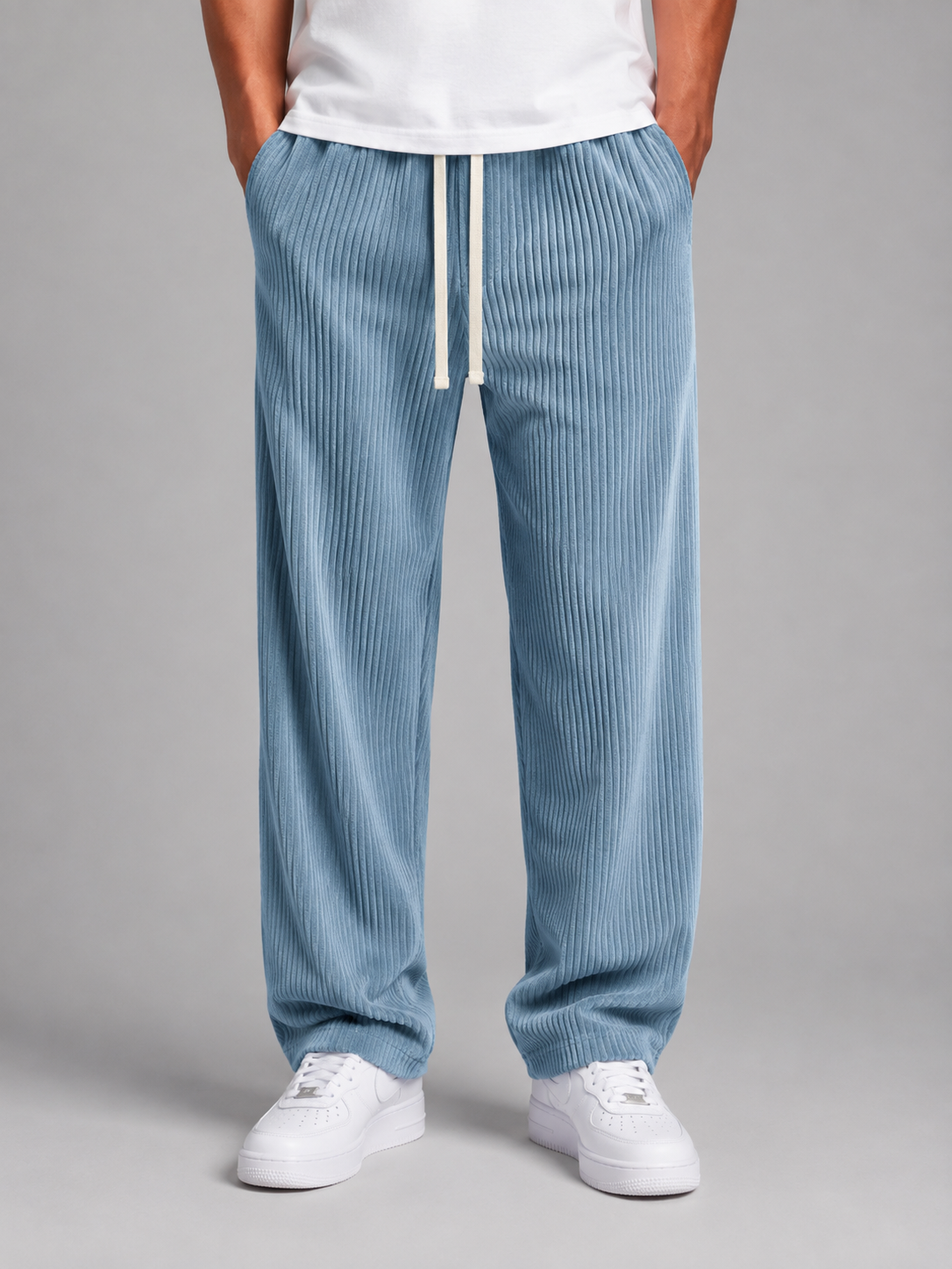 Kacob | Men's Corduroy Drawstring Wide Leg Trousers