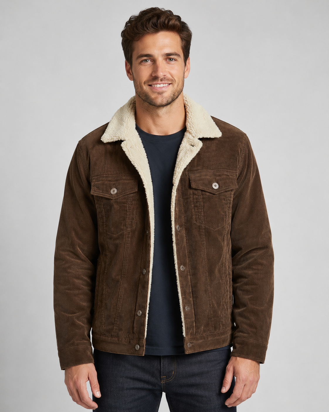 Kacob | Men's Corduroy Sherpa Collar Trucker Jacket