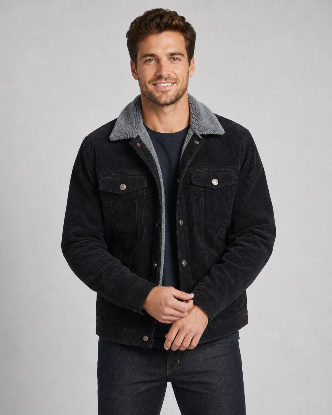 Kacob | Men's Corduroy Sherpa Collar Trucker Jacket