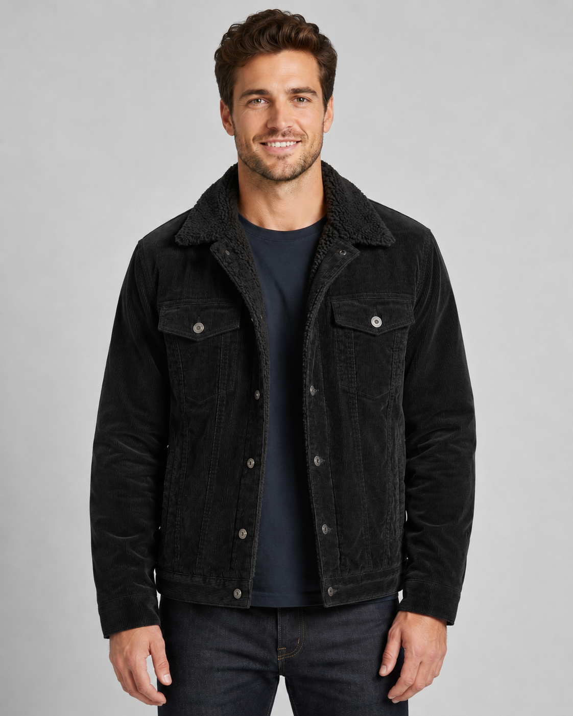 Kacob | Men's Corduroy Sherpa Collar Trucker Jacket