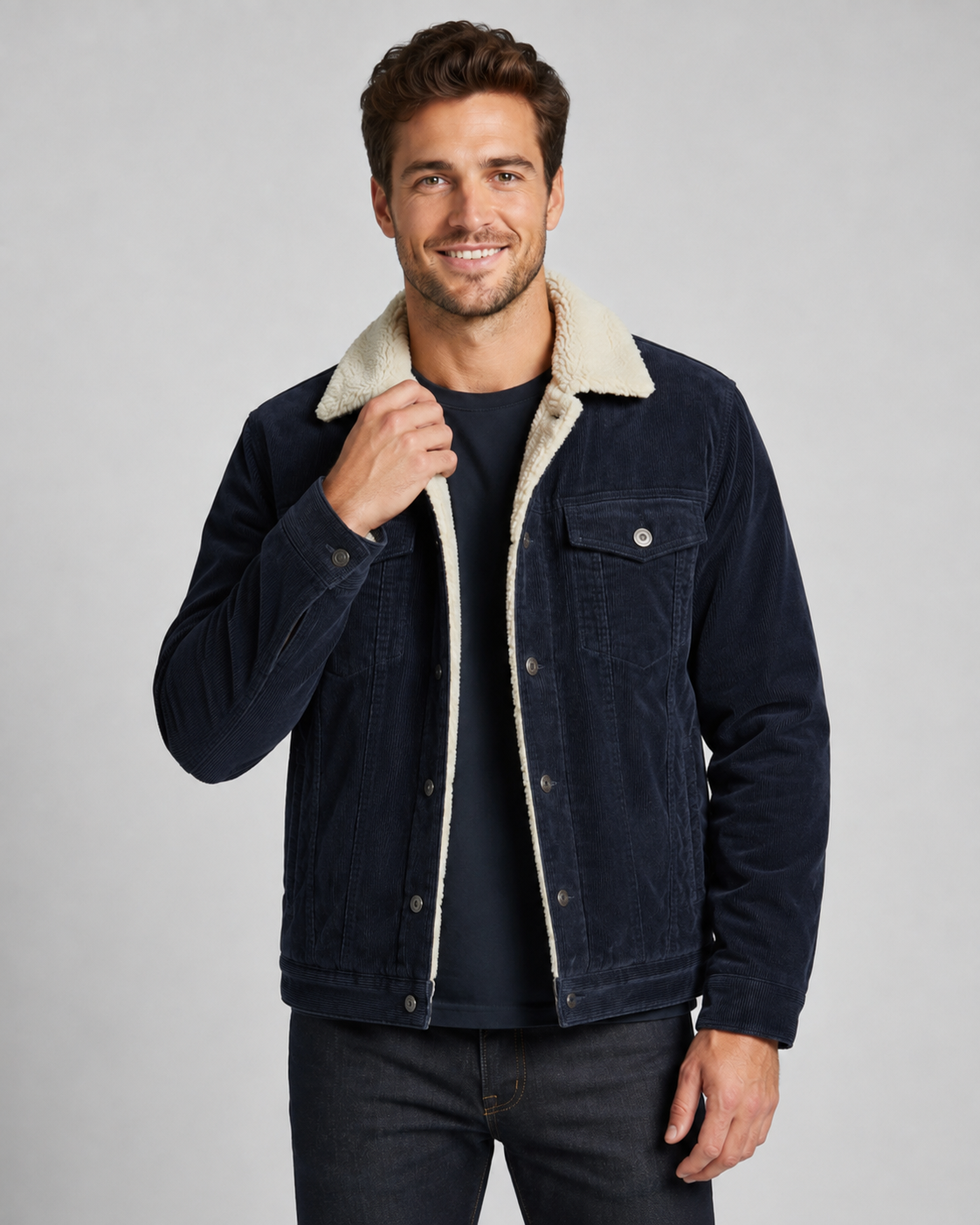 Kacob | Men's Corduroy Sherpa Collar Trucker Jacket