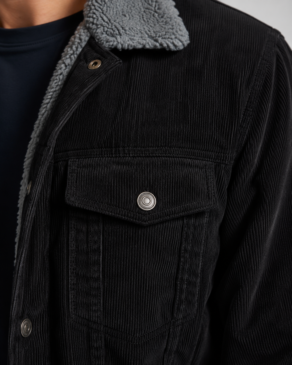 Kacob | Men's Corduroy Sherpa Collar Trucker Jacket