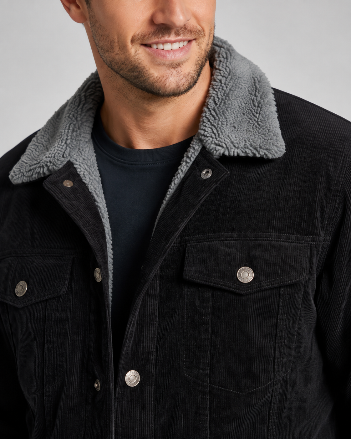 Kacob | Men's Corduroy Sherpa Collar Trucker Jacket