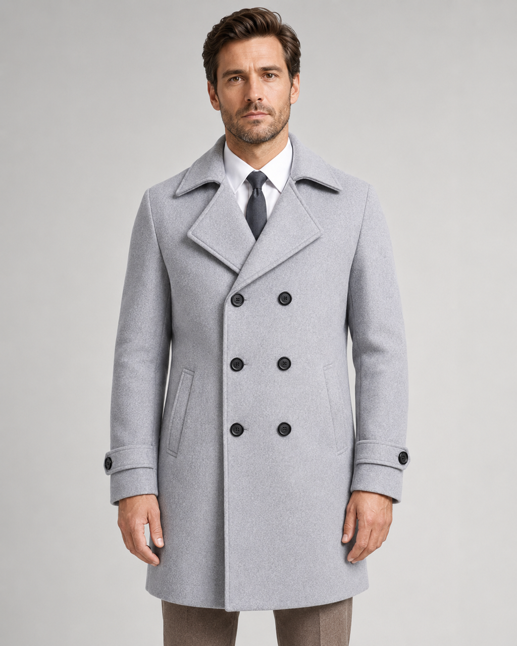 Kacob | Men's Double-Breasted Long Overcoat