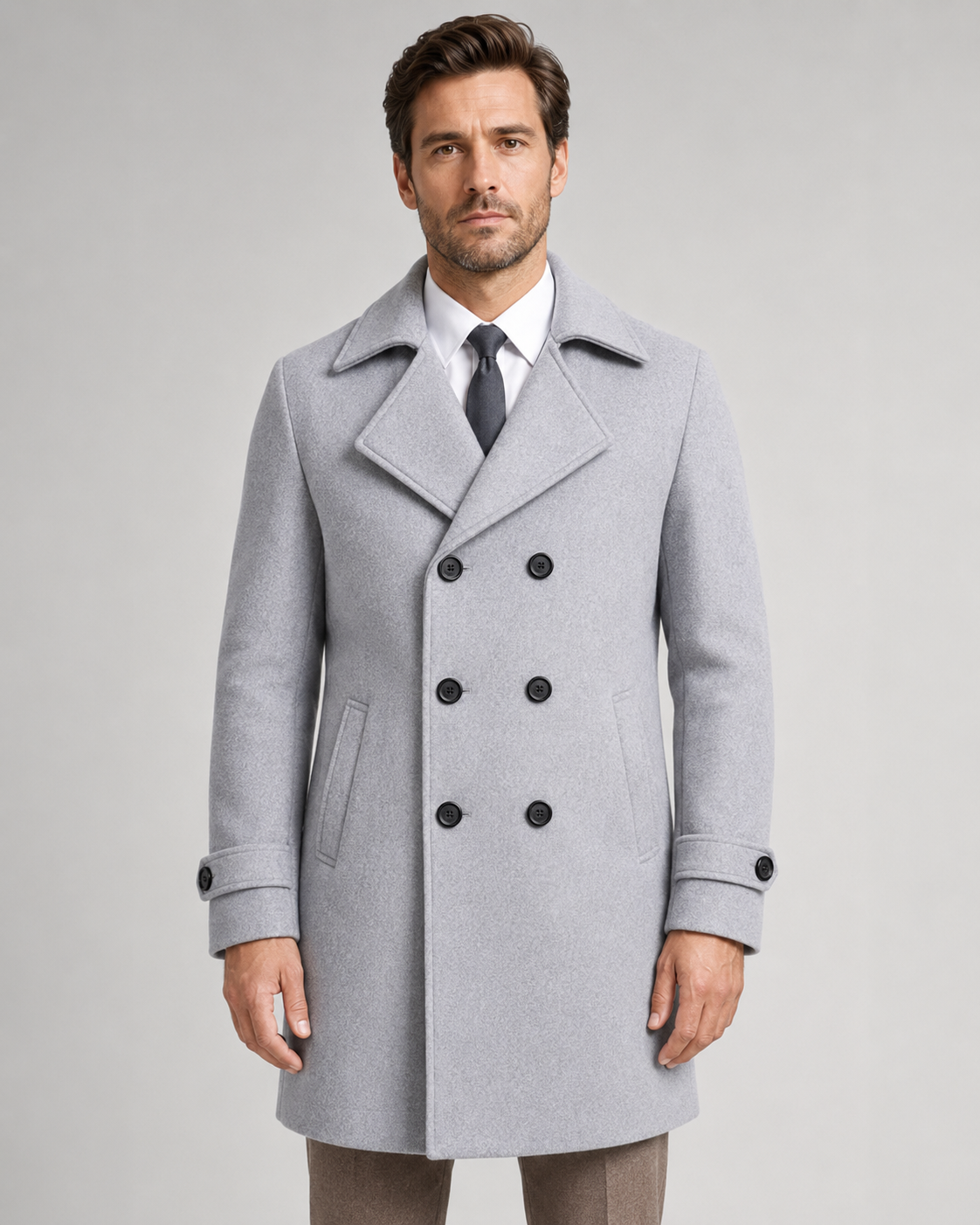 Kacob | Men's Double-Breasted Long Overcoat