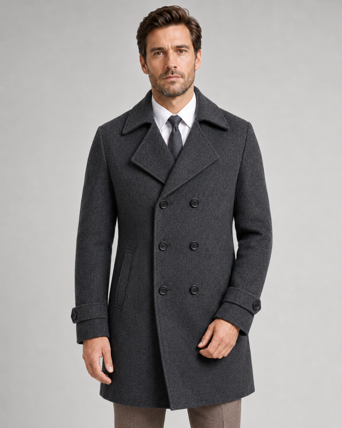 Kacob | Men's Double-Breasted Long Overcoat