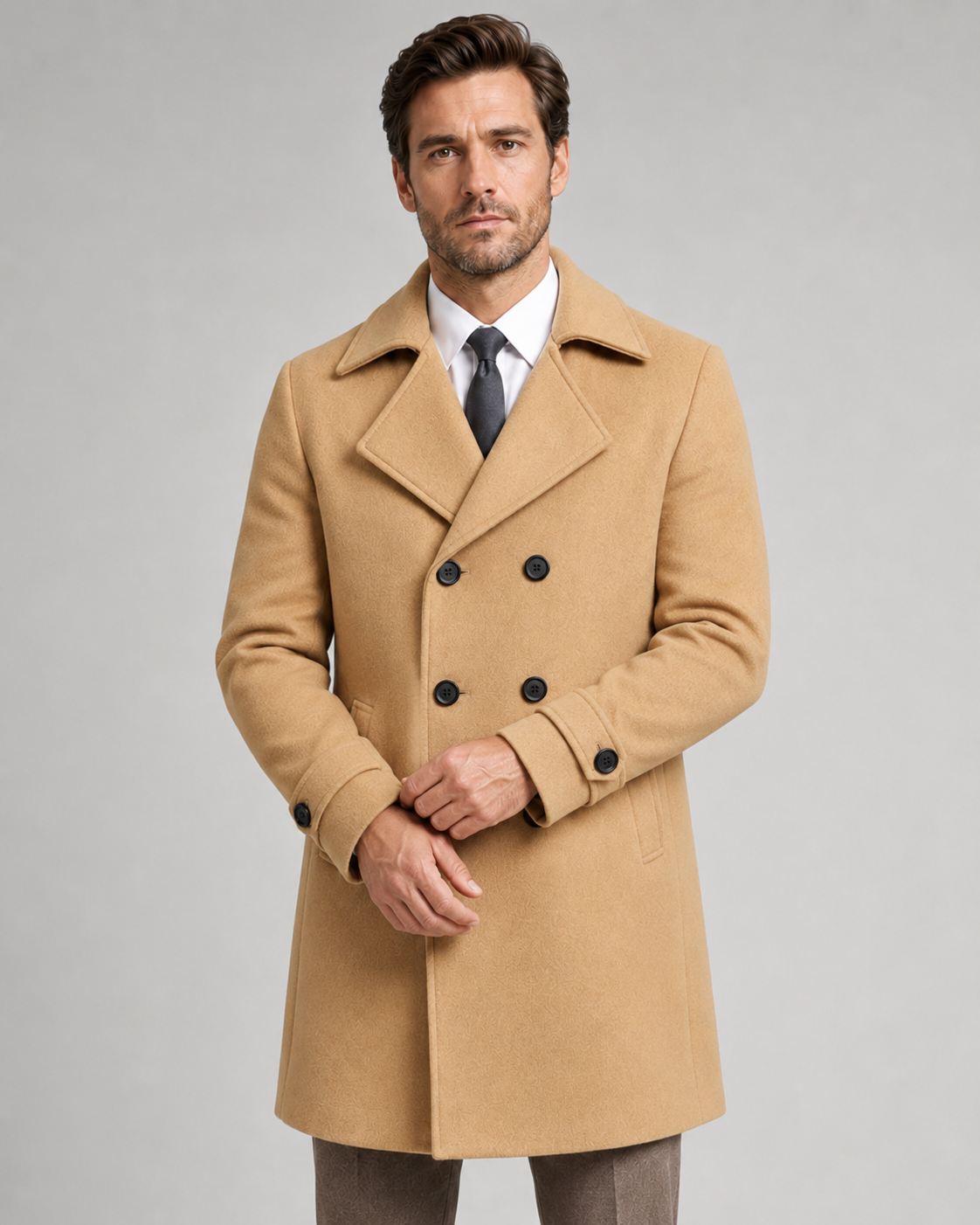 Kacob | Men's Double-Breasted Long Overcoat