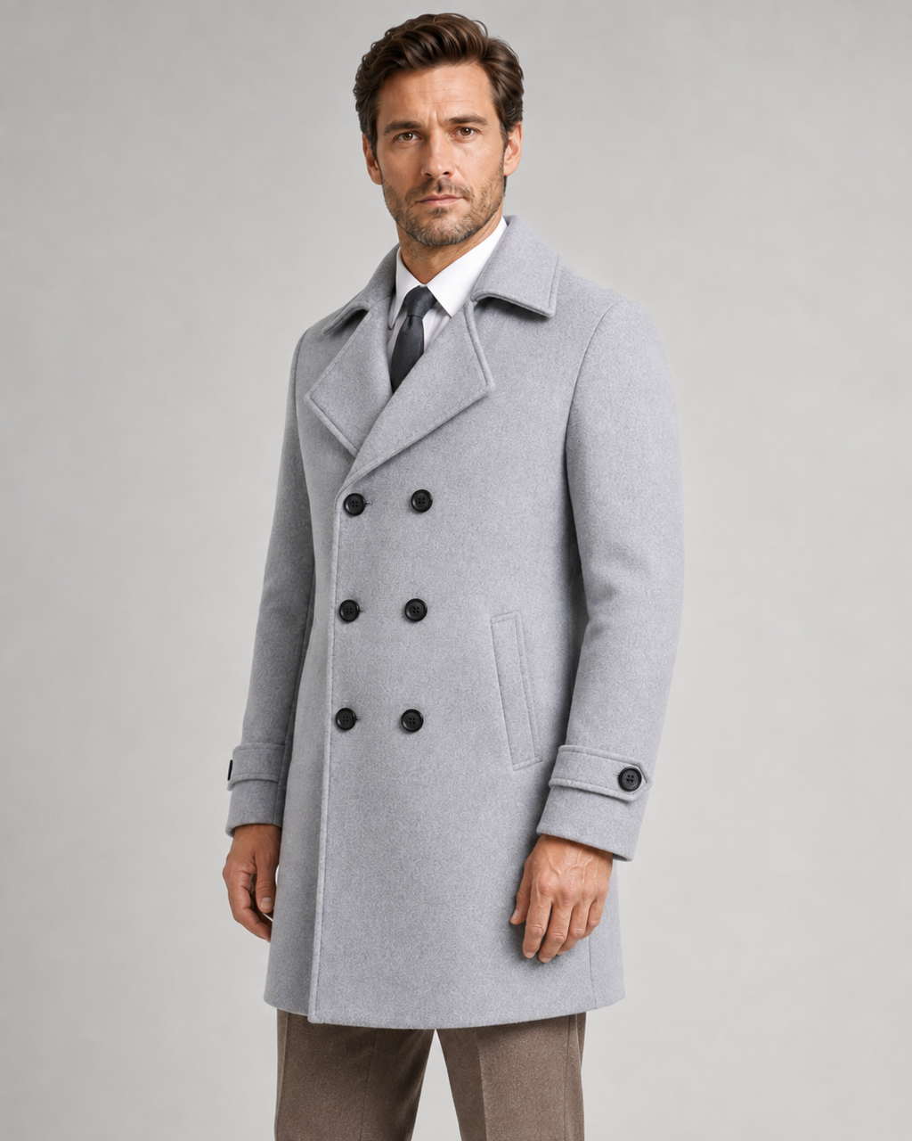 Kacob | Men's Double-Breasted Long Overcoat
