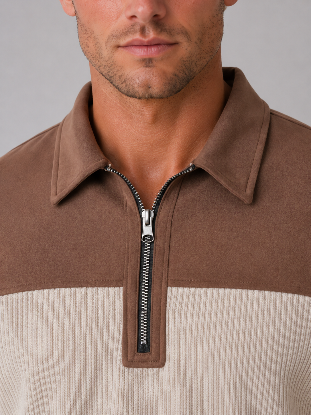 Kacob | Men's Elbow Patch Quarter Zip Jumper