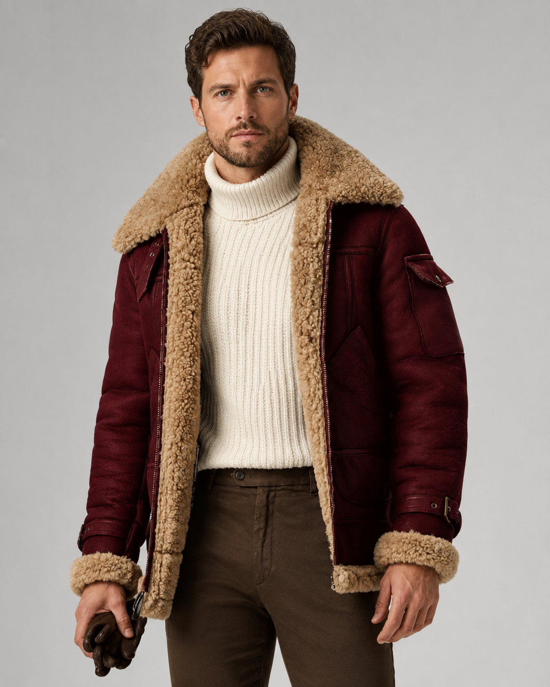 Kacob | Men's Faux Leather Aviator Jacket