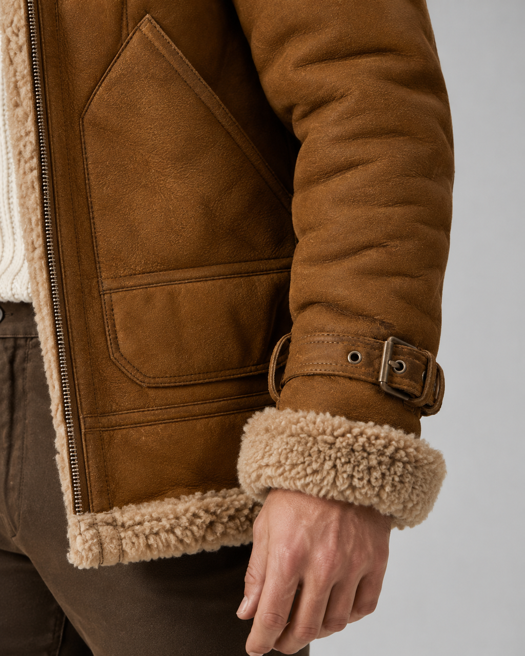 Kacob | Men's Faux Leather Aviator Jacket