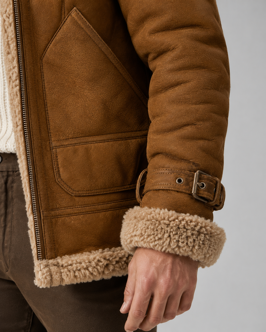 Kacob | Men's Faux Leather Aviator Jacket