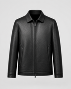 Kacob | Men's Faux Leather Collared Zip Jacket