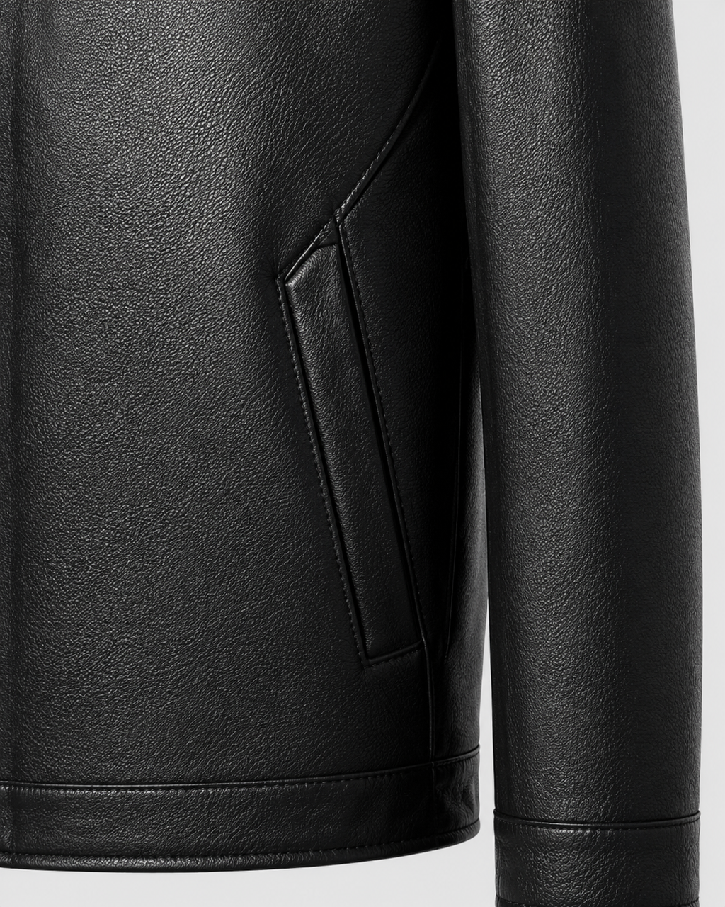 Kacob | Men's Faux Leather Collared Zip Jacket