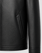 Kacob | Men's Faux Leather Collared Zip Jacket
