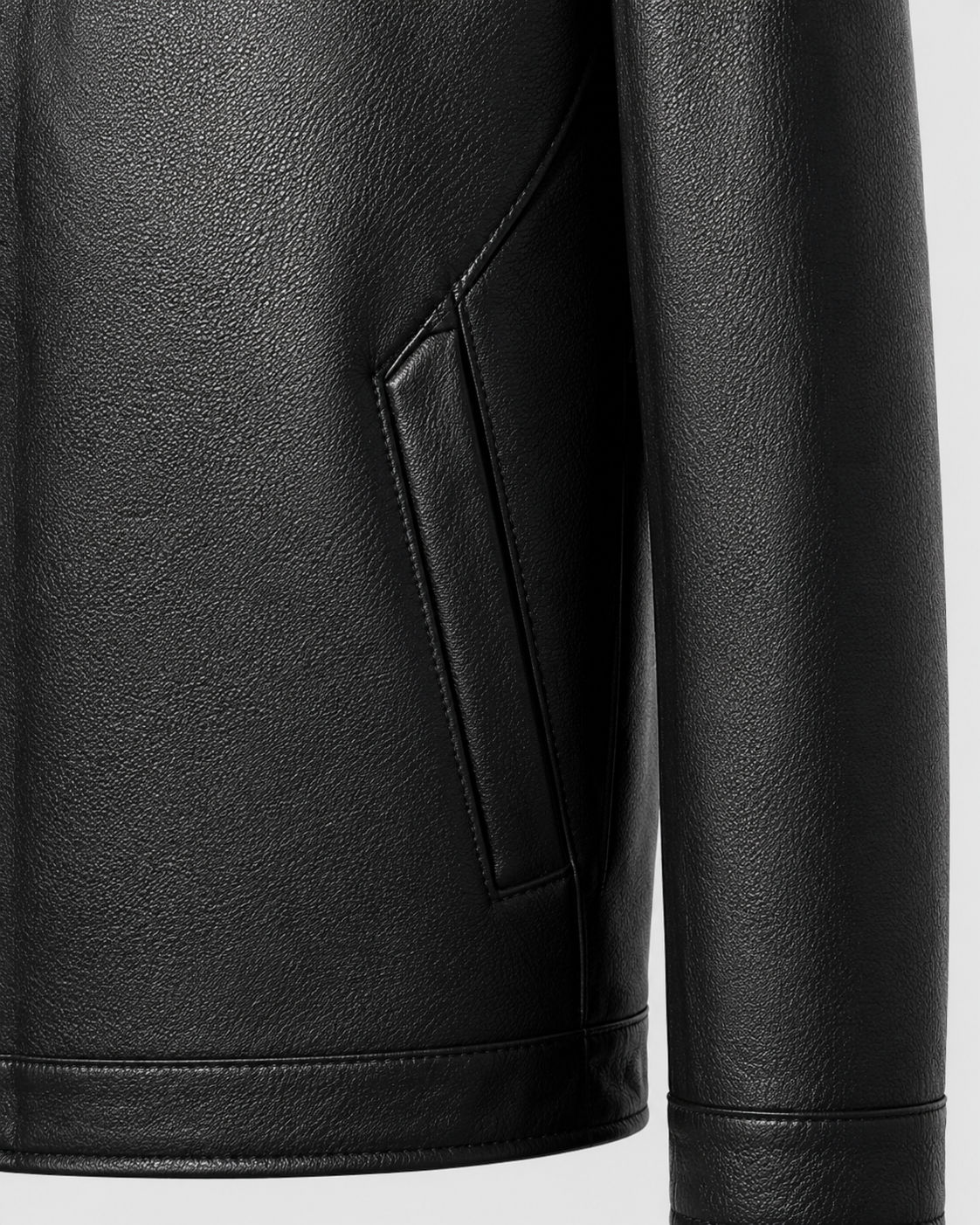 Kacob | Men's Faux Leather Collared Zip Jacket