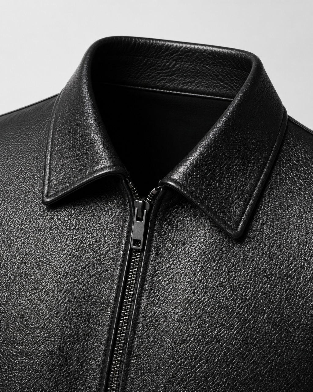 Kacob | Men's Faux Leather Collared Zip Jacket