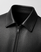 Kacob | Men's Faux Leather Collared Zip Jacket