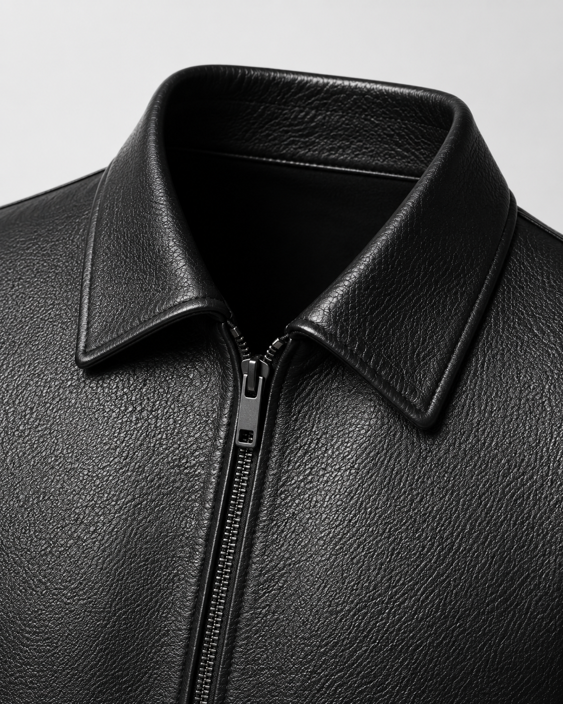 Kacob | Men's Faux Leather Collared Zip Jacket