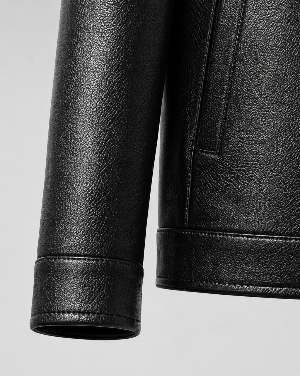 Kacob | Men's Faux Leather Collared Zip Jacket