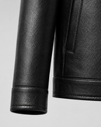 Kacob | Men's Faux Leather Collared Zip Jacket