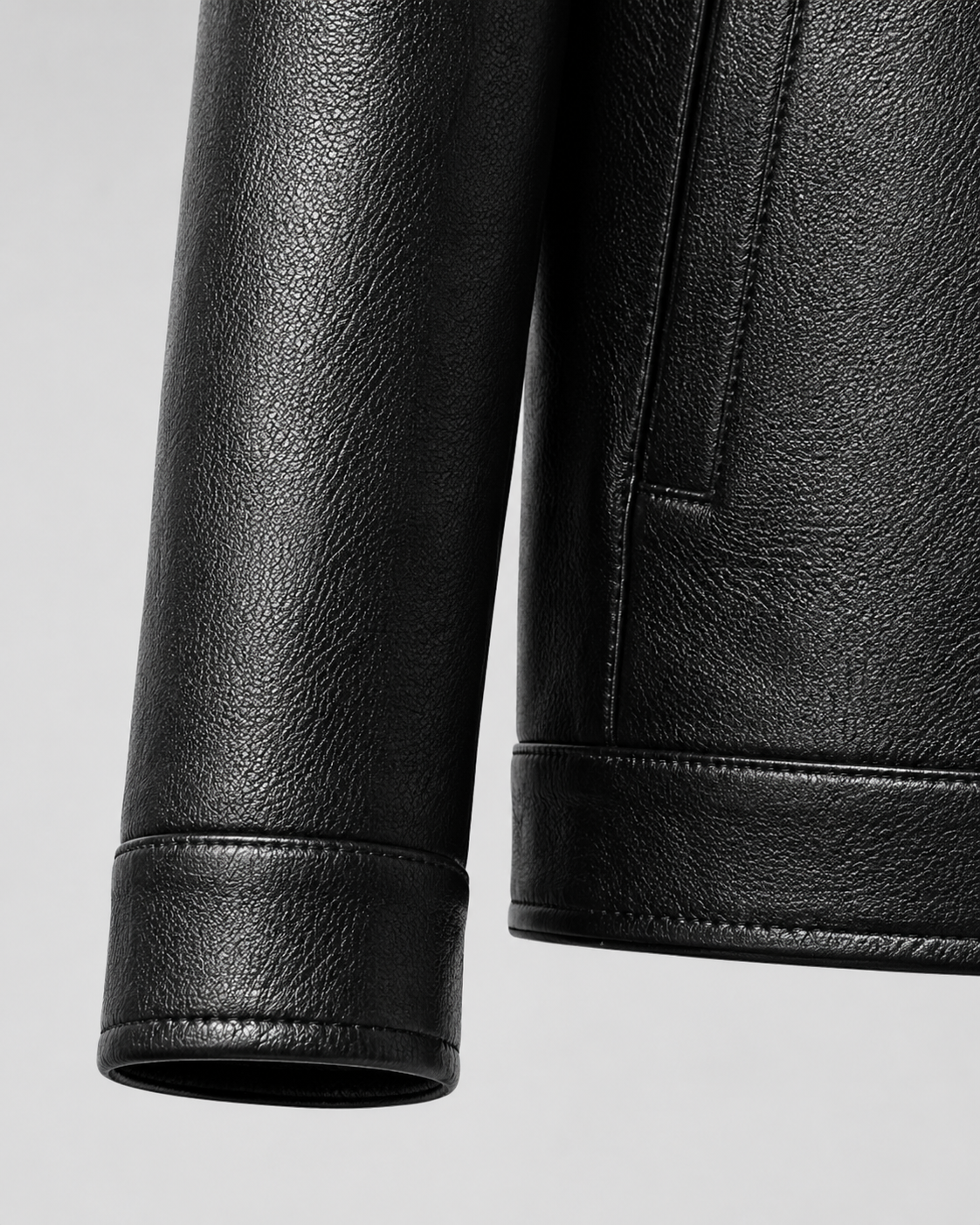 Kacob | Men's Faux Leather Collared Zip Jacket