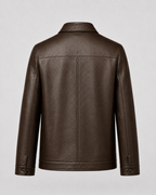 Kacob | Men's Faux Leather Collared Zip Jacket